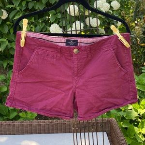 American Eagle Maroon Shortie Stretch Shorts